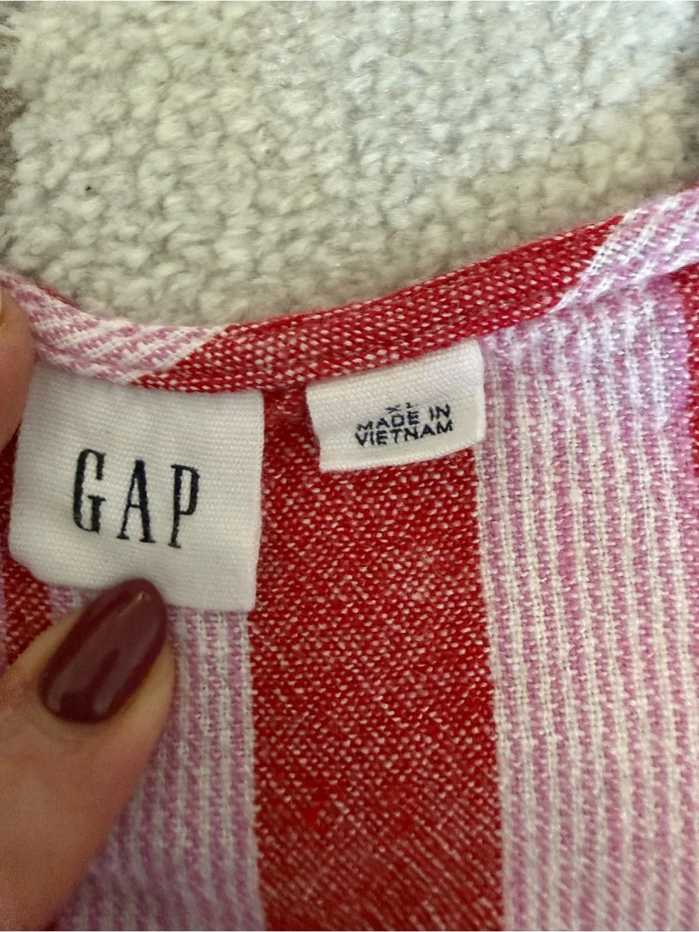 GAP Red and Pink Striped Sleeveless Button-Front Mini Dress